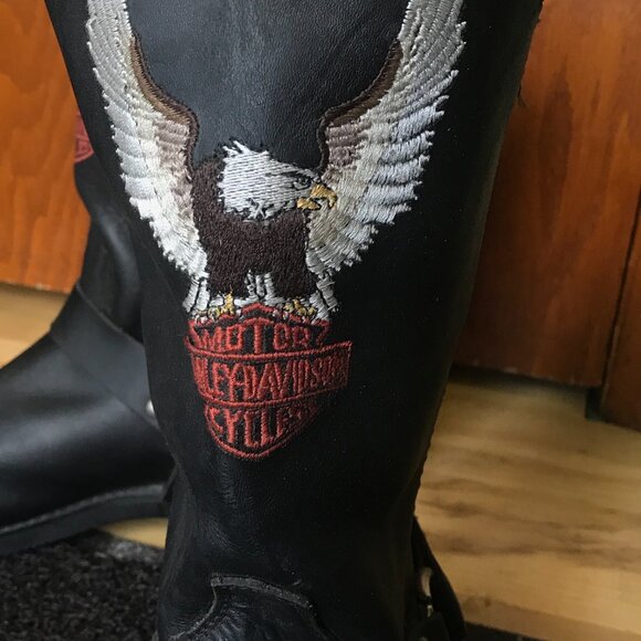 COPY - Harley Davidson Motorcycle Boots With Embroided Eagle Logo - Picture 4 of 7